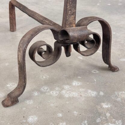 18th Century Wrought Iron Andirons with Fluted Design and Bronze Finials, Italy