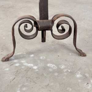 18th Century Wrought Iron Andirons with Fluted Design and Bronze Finials, Italy