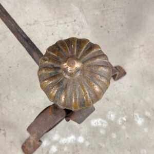 18th Century Wrought Iron Andirons with Fluted Design and Bronze Finials, Italy