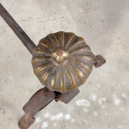 18th Century Wrought Iron Andirons with Fluted Design and Bronze Finials, Italy