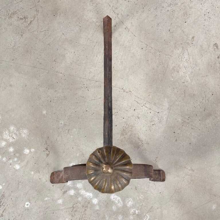 18th Century Wrought Iron Andirons with Fluted Design and Bronze Finials, Italy