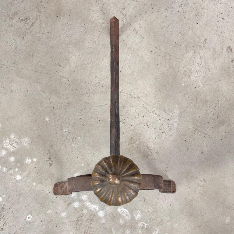 18th Century Wrought Iron Andirons with Fluted Design and Bronze Finials, Italy