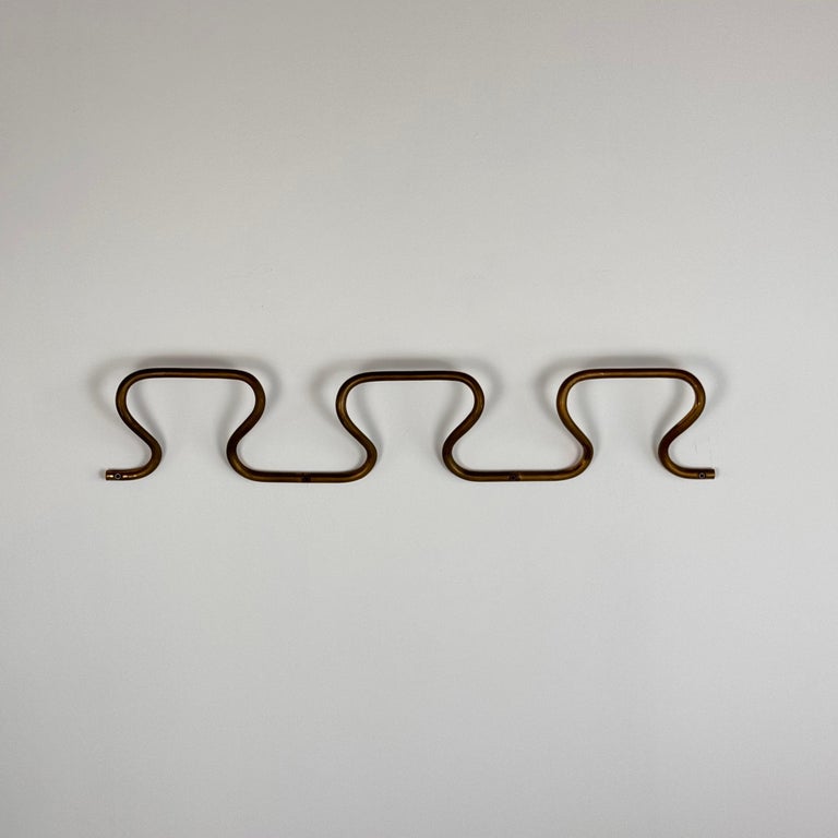 1950s Azucena "AT3 Greca" Brass Wall Coat Rack with Greek Key Design