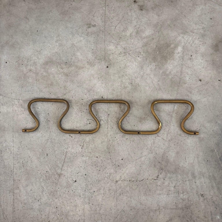 1950s Azucena "AT3 Greca" Brass Wall Coat Rack with Greek Key Design