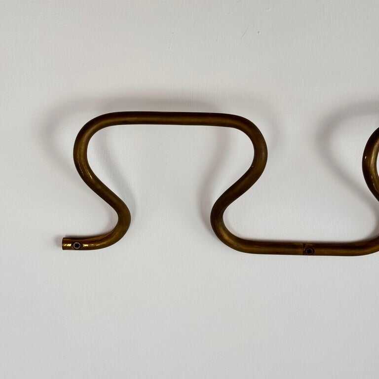 1950s Azucena "AT3 Greca" Brass Wall Coat Rack with Greek Key Design