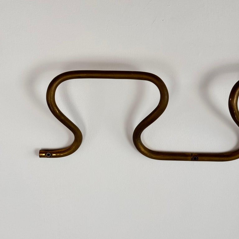 1950s Azucena "AT3 Greca" Brass Wall Coat Rack with Greek Key Design