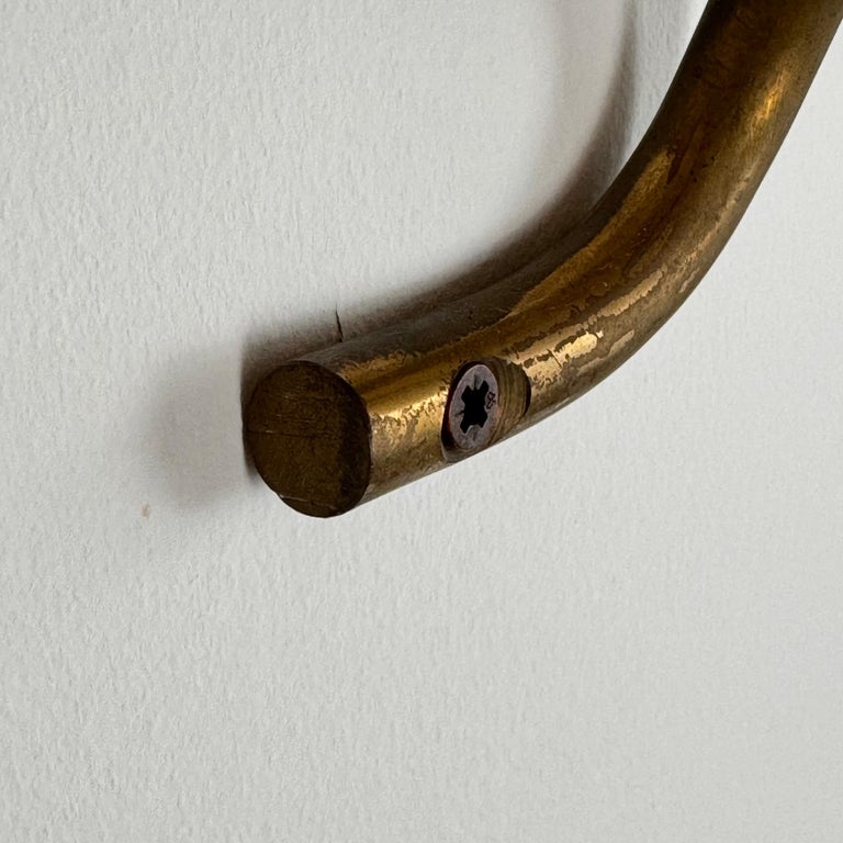 1950s Azucena "AT3 Greca" Brass Wall Coat Rack with Greek Key Design