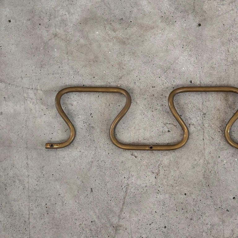 1950s Azucena "AT3 Greca" Brass Wall Coat Rack with Greek Key Design