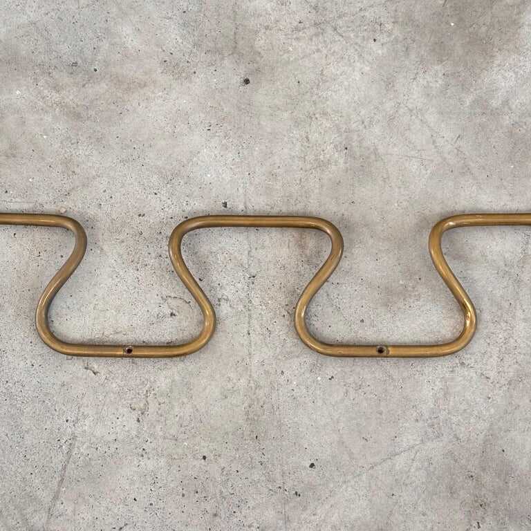 1950s Azucena "AT3 Greca" Brass Wall Coat Rack with Greek Key Design