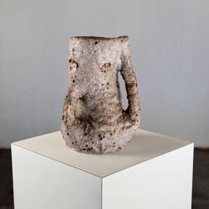 1950s Brutalist Ceramic Jug by C.A.S. Vietri – Gray and Earth Tone Glaze