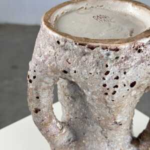 1950s Brutalist Ceramic Jug by C.A.S. Vietri – Gray and Earth Tone Glaze