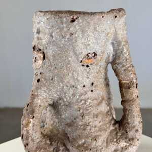 1950s Brutalist Ceramic Jug by C.A.S. Vietri – Gray and Earth Tone Glaze