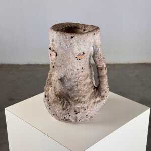 1950s Brutalist Ceramic Jug by C.A.S. Vietri – Gray and Earth Tone Glaze