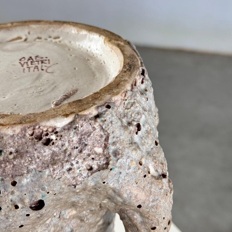 1950s Brutalist Ceramic Jug by C.A.S. Vietri – Gray and Earth Tone Glaze