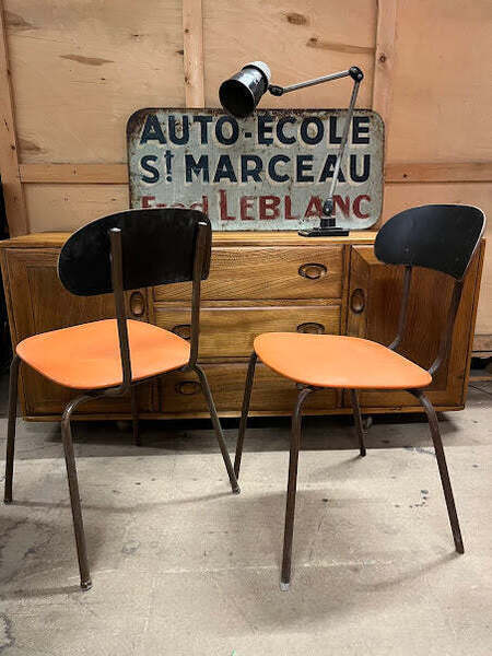 1950s Cafe Chair Black / Orange