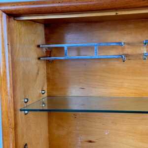1950s Italian Cherrywood Bar Cabinet with Brass Accents and Handcrafted Inlay