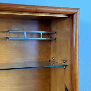 1950s Italian Cherrywood Bar Cabinet with Brass Accents and Handcrafted Inlay