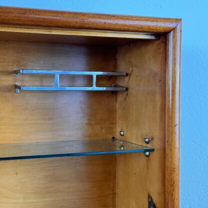 1950s Italian Cherrywood Bar Cabinet with Brass Accents and Handcrafted Inlay