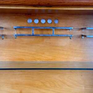 1950s Italian Cherrywood Bar Cabinet with Brass Accents and Handcrafted Inlay