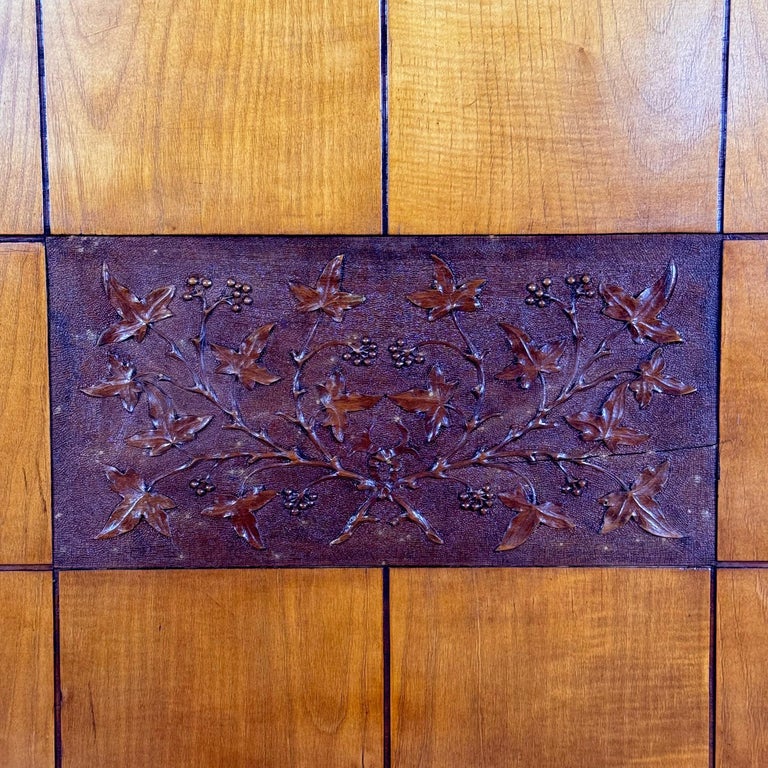1950s Italian Cherrywood Bar Cabinet with Brass Accents and Handcrafted Inlay