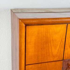 1950s Italian Cherrywood Bar Cabinet with Brass Accents and Handcrafted Inlay
