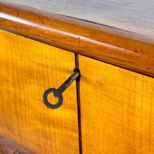 1950s Italian Cherrywood Bar Cabinet with Brass Accents and Handcrafted Inlay