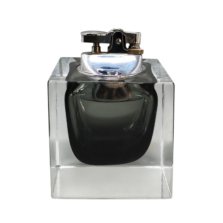 1960s Stunning Grey Table Lighter in Murano Sommerso Glass By Flavio Poli for Seguso