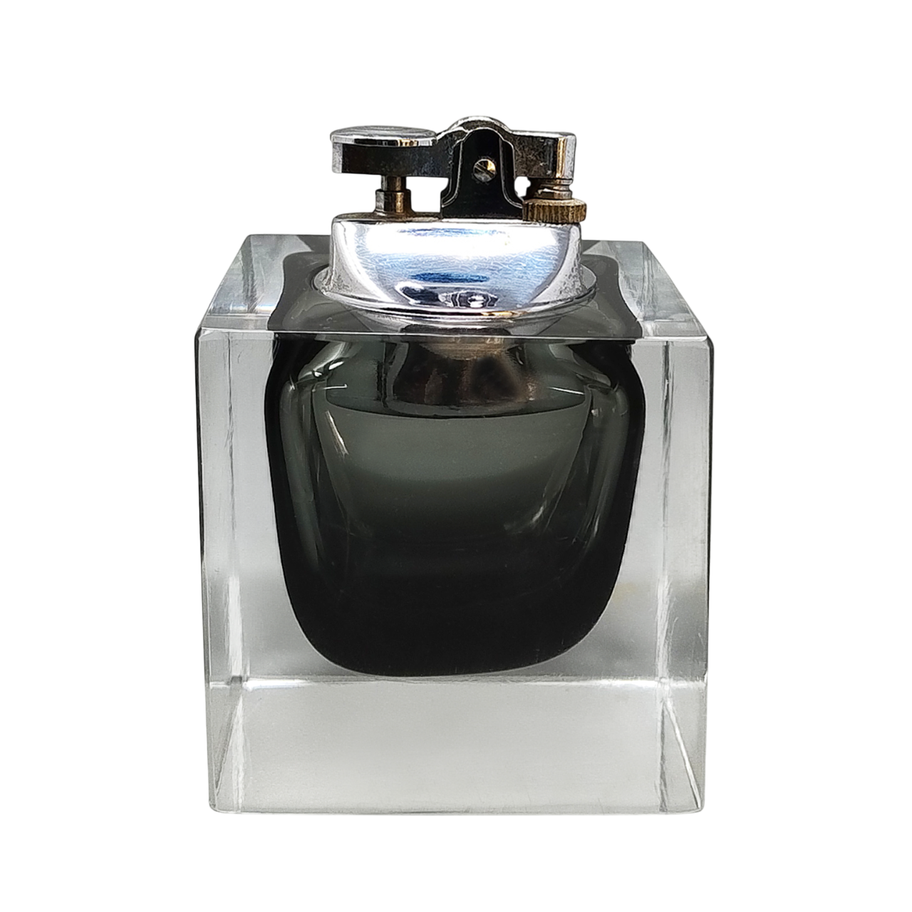 1960s Stunning Grey Table Lighter in Murano Sommerso Glass By Flavio Poli for Seguso