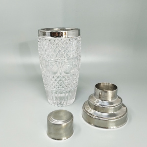 1960s Gorgeous Cut Crystal Cocktail Shaker with Ice Bucket Made in Italy