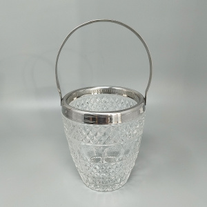 1960s Gorgeous Cut Crystal Cocktail Shaker with Ice Bucket Made in Italy