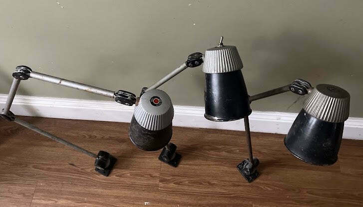 1960s Machinist Lamps By Lovo, Vintage