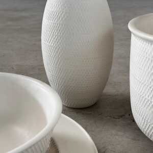 1980s Bitossi White Ceramic Set with Beautiful Texture, Pristine Condition