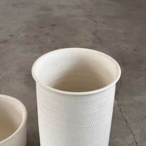 1980s Bitossi White Ceramic Set with Beautiful Texture, Pristine Condition