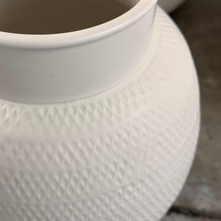 1980s Bitossi White Ceramic Set with Beautiful Texture, Pristine Condition