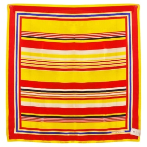 1980s Givenchy Jacquard Silk Striped Multicolor Yellow Scarf