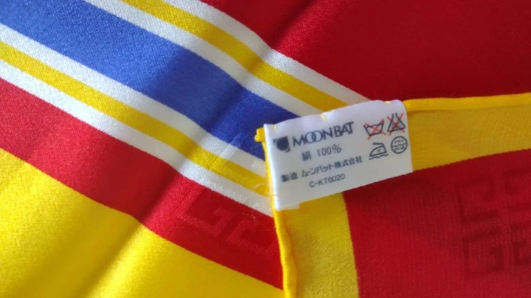 1980s Givenchy Jacquard Silk Striped Multicolor Yellow Scarf