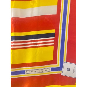 1980s Givenchy Jacquard Silk Striped Multicolor Yellow Scarf