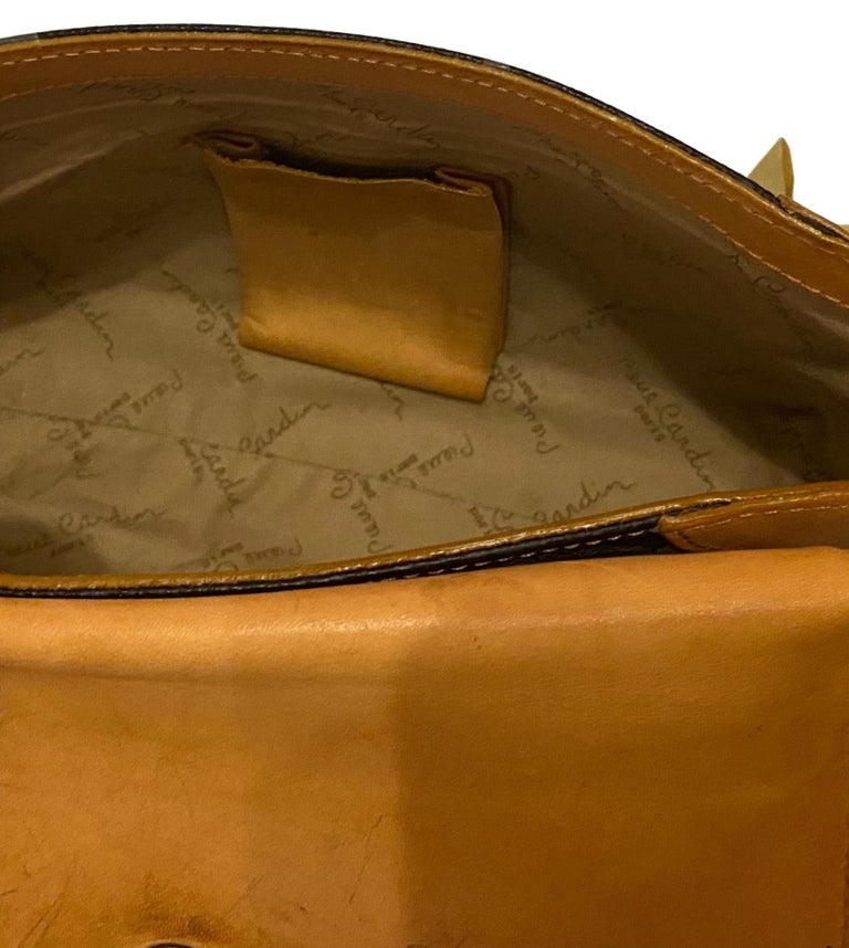 1980s Pierre Cardin Black Tan Logo Flap Shoulder Bag