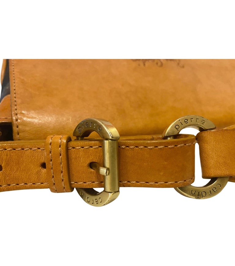 1980s Pierre Cardin Black Tan Logo Flap Shoulder Bag
