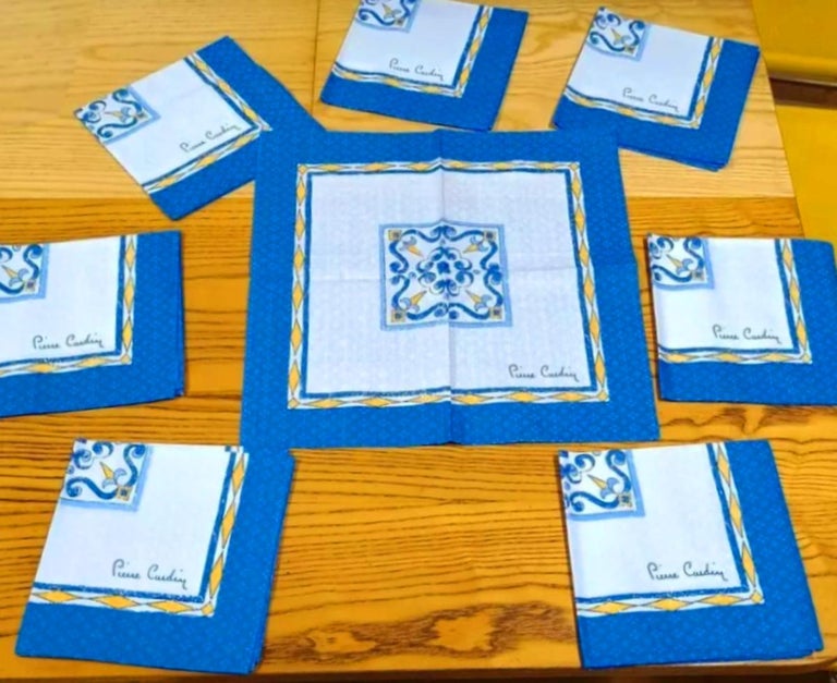 1980s Pierre Cardin Set of 6 Maiolica Print Napkins