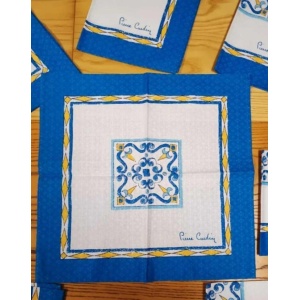 1980s Pierre Cardin Set of 6 Maiolica Print Napkins
