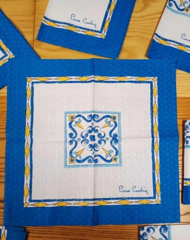 1980s Pierre Cardin Set of 6 Maiolica Print Napkins
