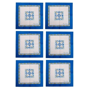 1980s Pierre Cardin Set of 6 Maiolica Print Napkins