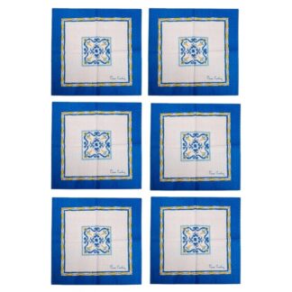 1980s Pierre Cardin Set of 6 Maiolica Print Napkins