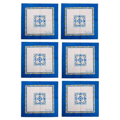 1980s Pierre Cardin Set of 6 Maiolica Print Napkins