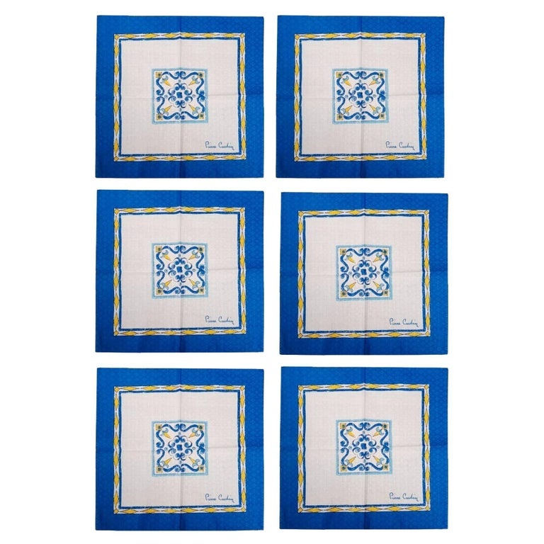 1980s Pierre Cardin Set of 6 Maiolica Print Napkins