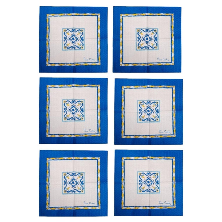1980s Pierre Cardin Set of 6 Maiolica Print Napkins