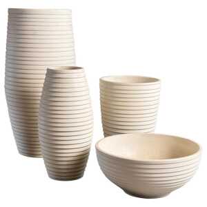 1990s Bitossi White Ceramic Set with Elegant Textured Design, Pristine Condition