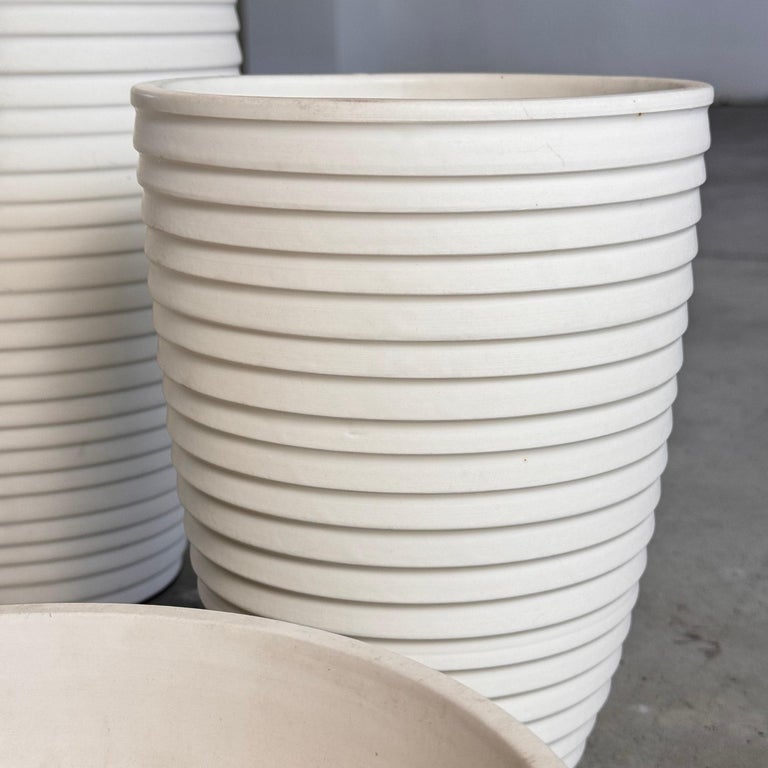 1990s Bitossi White Ceramic Set with Elegant Textured Design, Pristine Condition
