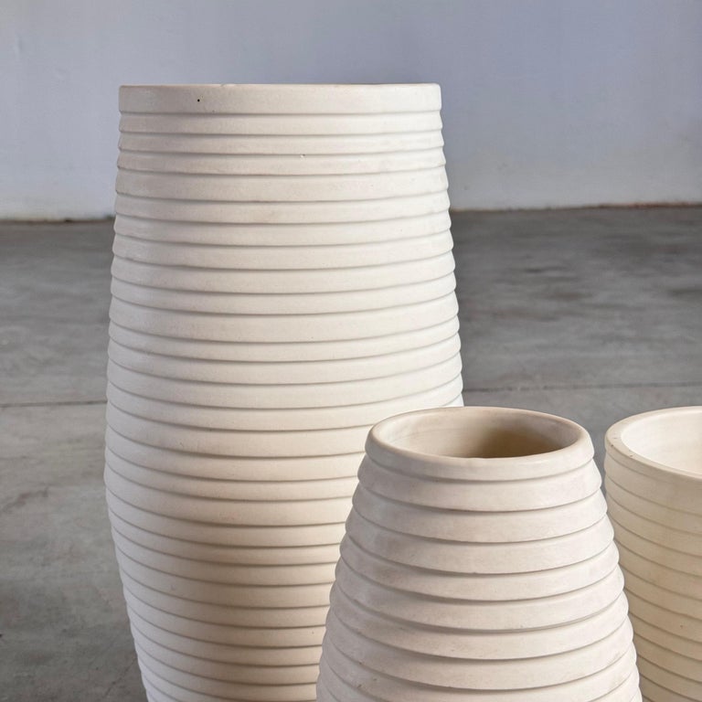 1990s Bitossi White Ceramic Set with Elegant Textured Design, Pristine Condition